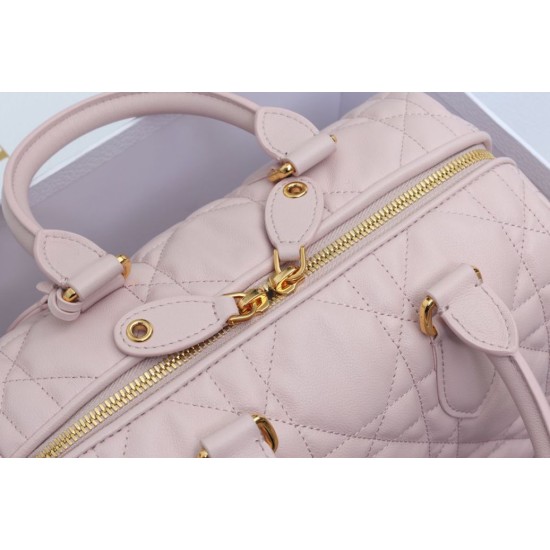 Migliore Repliche Dior Groove 25 Borsa in Biscotto Macrocannage rosa Economiche Outlet Online