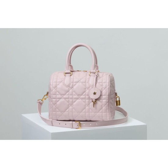 Migliore Repliche Dior Groove 25 Borsa in Biscotto Macrocannage rosa Economiche Outlet Online