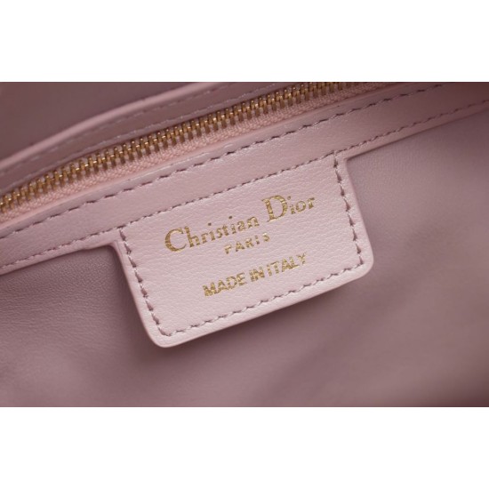 Migliore Repliche Dior Groove 25 Borsa in Biscotto Macrocannage rosa Economiche Outlet Online