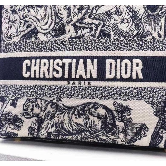 Miglior Falso Dior Media Borsa Lady D-Lite Ricamo Toile de Jouy Blu Economiche Premium