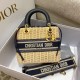 Replica perfetta Dior Borsa Lady Dior Media Wicker e Jacquard Obliquo Blu Imitazione Outlet Online