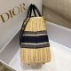 Replica perfetta Dior Borsa Lady Dior Media Wicker e Jacquard Obliquo Blu Imitazione Outlet Online
