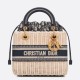 Replica perfetta Dior Borsa Lady Dior Media Wicker e Jacquard Obliquo Blu Imitazione Outlet Online