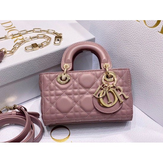 Replica perfetta Borsa micro Dior Lady D-Joy rosa cannage Imitazione Outlet Online