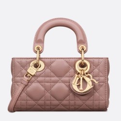 Replica perfetta Borsa micro Dior Lady D-Joy rosa cannage Imitazione Outlet Online