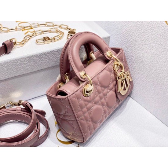 Replica perfetta Borsa micro Dior Lady D-Joy rosa cannage Imitazione Outlet Online