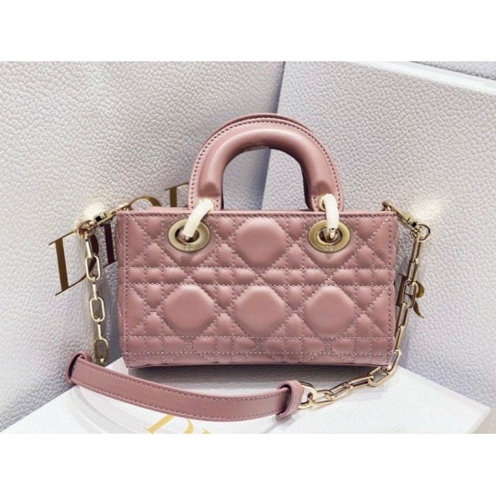 Replica perfetta Borsa micro Dior Lady D-Joy rosa cannage Imitazione Outlet Online
