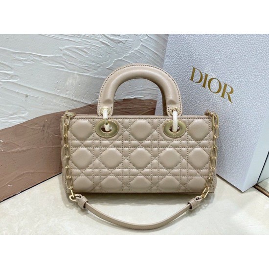 Perfette Qualità Repliche Replica Dior Piccola Borsa Lady D-Joy Dior Cannage Albicocca Imitazione
