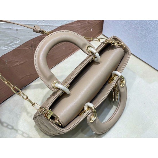 Perfette Qualità Repliche Replica Dior Piccola Borsa Lady D-Joy Dior Cannage Albicocca Imitazione