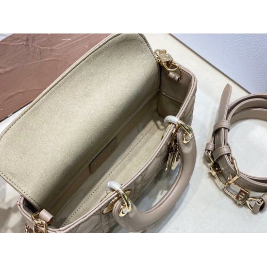 Perfette Qualità Repliche Replica Dior Piccola Borsa Lady D-Joy Dior Cannage Albicocca Imitazione