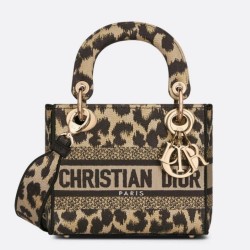Replica perfetta Dior Mini Borsa Lady D-Lite Multicolore Ricamo Mizza Beige Imitazione Outlet Online