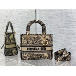 Perfette Qualità Repliche Dior Media Borsa Lady D-Lite Ricamo Toile de Jouy Marrone Imitazione Perfette Qualità Repliche Dior Media Borsa Lady D-Lite Ricamo Toile de Jouy Marrone Imitazione