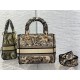 Perfette Qualità Repliche Dior Media Borsa Lady D-Lite Ricamo Toile de Jouy Marrone Imitazione
