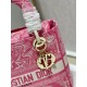 Migliore Repliche Dior Borsa Lady D-Lite Media Toile de Jouy Ricamo Rovescio Rosa Economiche Outlet Online