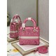 Migliore Repliche Dior Borsa Lady D-Lite Media Toile de Jouy Ricamo Rovescio Rosa Economiche Outlet Online