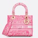 Migliore Repliche Dior Borsa Lady D-Lite Media Toile de Jouy Ricamo Rovescio Rosa Economiche Outlet Online