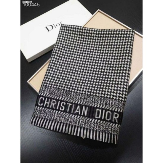Perfette Qualità Repliche Christian Dior Stola Sciarpe di Lana Nero/Bianco Imitazione