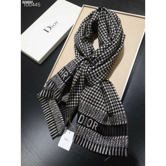 Perfette Qualità Repliche Christian Dior Stola Sciarpe di Lana Nero/Bianco Imitazione