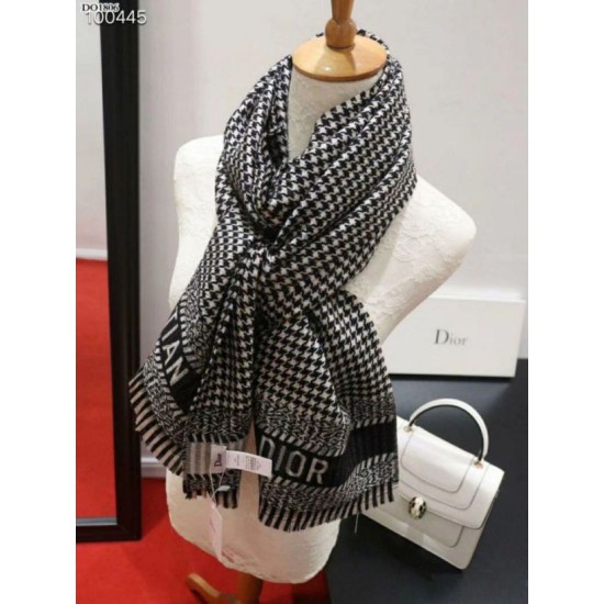 Perfette Qualità Repliche Christian Dior Stola Sciarpe di Lana Nero/Bianco Imitazione