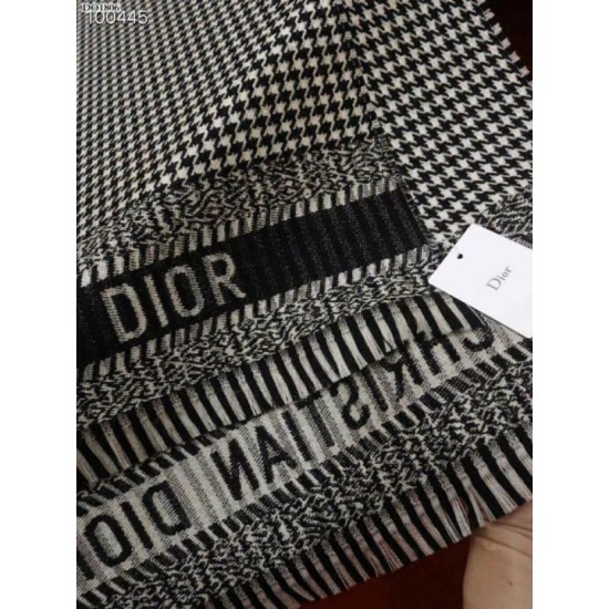 Perfette Qualità Repliche Christian Dior Stola Sciarpe di Lana Nero/Bianco Imitazione