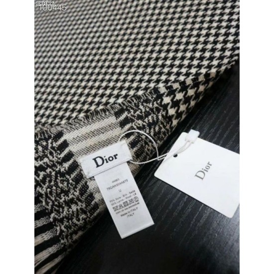 Perfette Qualità Repliche Christian Dior Stola Sciarpe di Lana Nero/Bianco Imitazione
