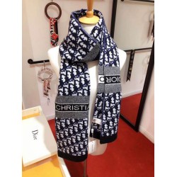 Replica perfetta Dior CD Stola Oblique Lana e Cashmere Blu Imitazione Outlet Online
