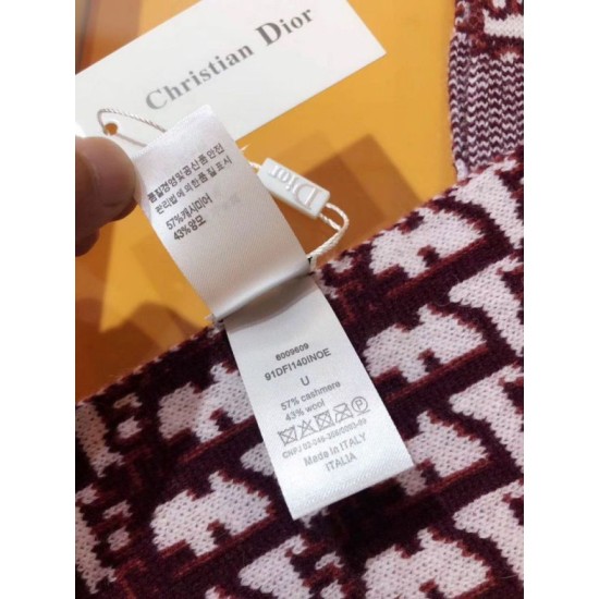 Migliore Repliche Dior CD Stola Oblique Lana e Cashmere Bordeaux Economiche Outlet Online