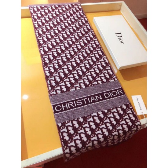 Migliore Repliche Dior CD Stola Oblique Lana e Cashmere Bordeaux Economiche Outlet Online