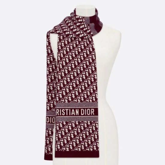 Migliore Repliche Dior CD Stola Oblique Lana e Cashmere Bordeaux Economiche Outlet Online