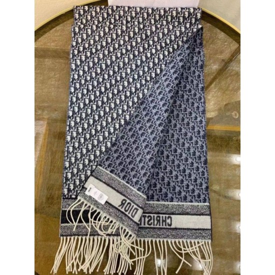 Migliore Repliche Dior Oblique Sciarpa Blu Cashmere Economiche Outlet Online