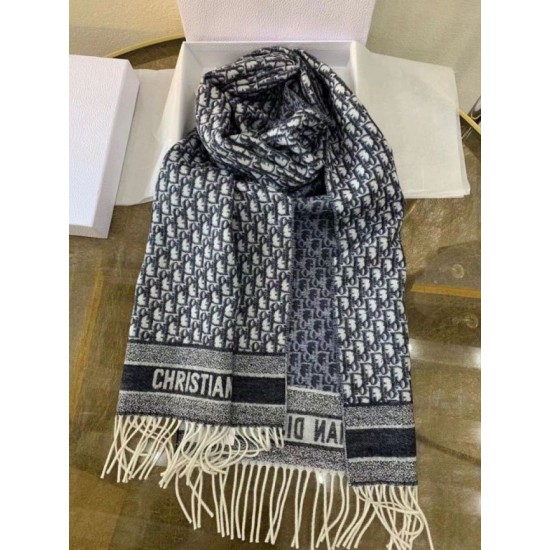 Migliore Repliche Dior Oblique Sciarpa Blu Cashmere Economiche Outlet Online