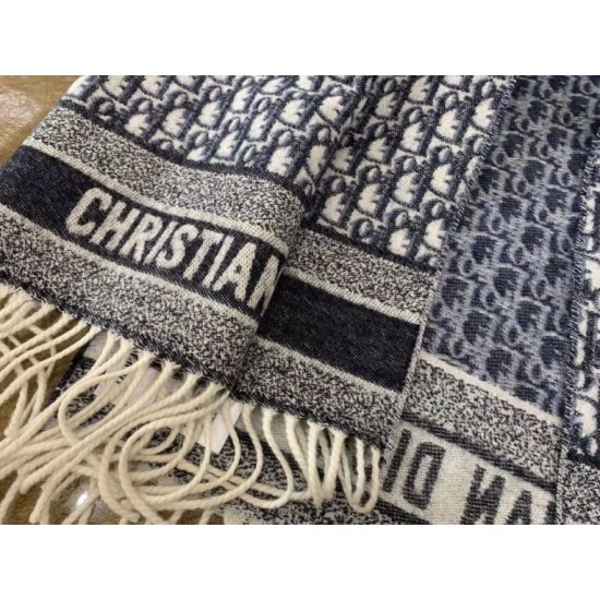 Migliore Repliche Dior Oblique Sciarpa Blu Cashmere Economiche Outlet Online