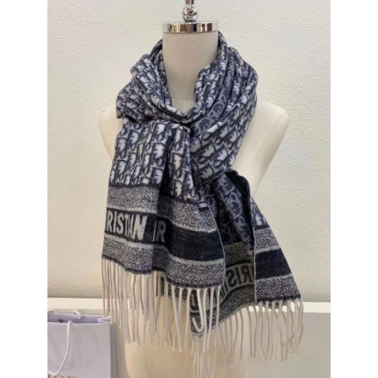 Migliore Repliche Dior Oblique Sciarpa Blu Cashmere Economiche Outlet Online