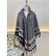 Migliore Repliche Dior Oblique Coperta Lana e Angora Blu Navy Economiche Outlet Online