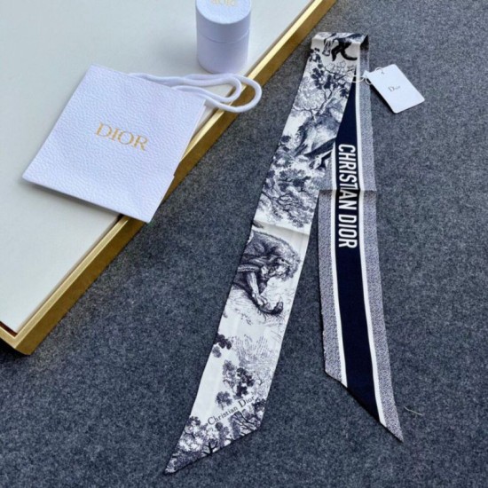 Replica perfetta Dior Toile de Jouy Sauvage Mitzah Sciarpa Twill di Seta Blu Imitazione Outlet Online