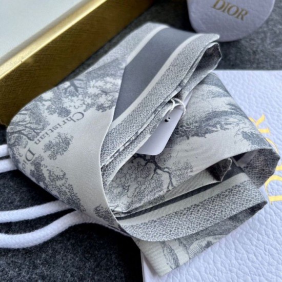 Replica perfetta Dior Toile de Jouy Sauvage Mitzah Sciarpa Twill di Seta Grigio Imitazione Outlet Online