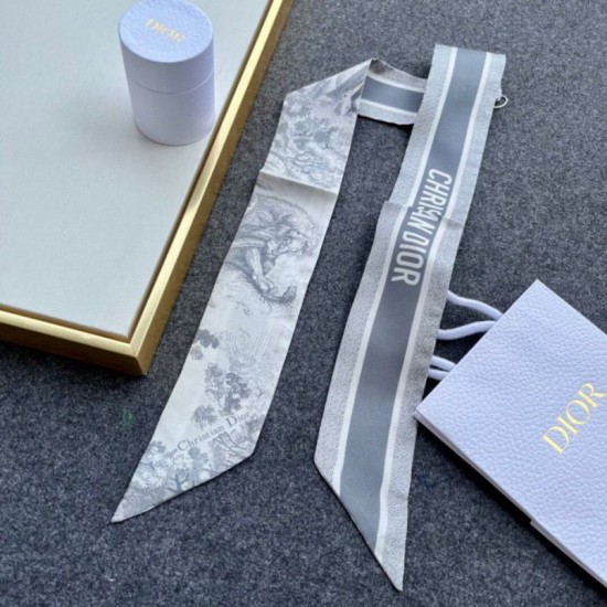 Replica perfetta Dior Toile de Jouy Sauvage Mitzah Sciarpa Twill di Seta Grigio Imitazione Outlet Online