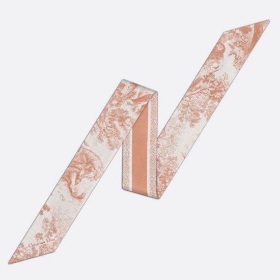 Migliore Repliche Dior Toile de Jouy Sauvage Mitzah Sciarpa Twill di Seta Rosa Economiche Outlet Online