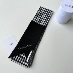 Perfette Qualità Repliche Dior 30 Montaigne Mitzah Sciarpa Twill di Seta Nero/Bianco Imitazione