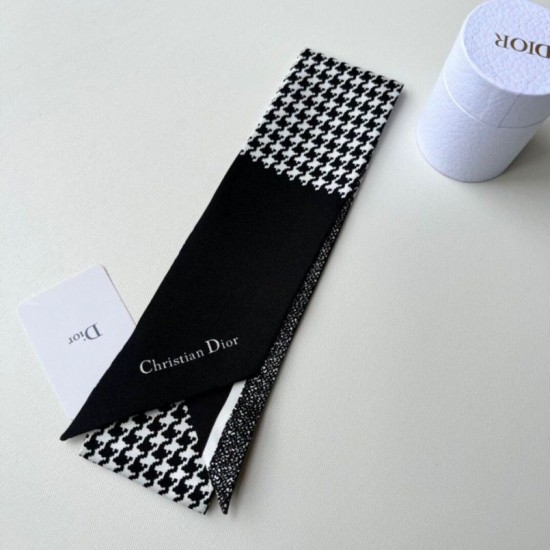 Perfette Qualità Repliche Dior 30 Montaigne Mitzah Sciarpa Twill di Seta Nero/Bianco Imitazione
