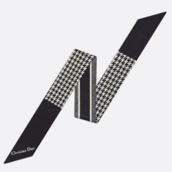 Perfette Qualità Repliche Dior 30 Montaigne Mitzah Sciarpa Twill di Seta Nero/Bianco Imitazione
