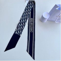 Replica perfetta Dior Oblique Mitzah Sciarpa Twill di Seta Blu Imitazione Outlet Online