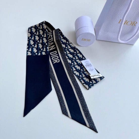 Replica perfetta Dior Oblique Mitzah Sciarpa Twill di Seta Blu Imitazione Outlet Online