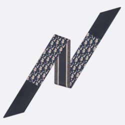 Replica perfetta Dior Oblique Mitzah Sciarpa Twill di Seta Blu Imitazione Outlet Online