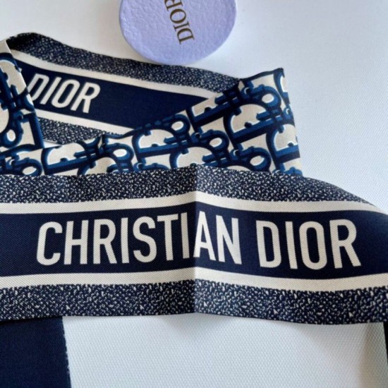 Replica perfetta Dior Oblique Mitzah Sciarpa Twill di Seta Blu Imitazione Outlet Online