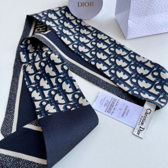Replica perfetta Dior Oblique Mitzah Sciarpa Twill di Seta Blu Imitazione Outlet Online