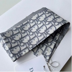 Migliore Repliche Dior Oblique Mitzah Sciarpa Twill di Seta Grigio Economiche Outlet Online