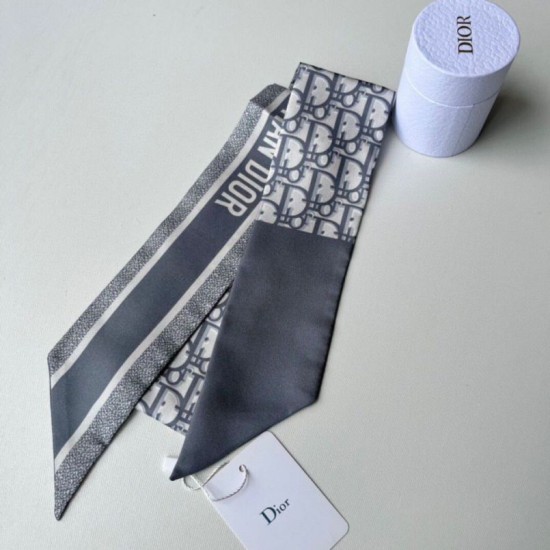 Migliore Repliche Dior Oblique Mitzah Sciarpa Twill di Seta Grigio Economiche Outlet Online