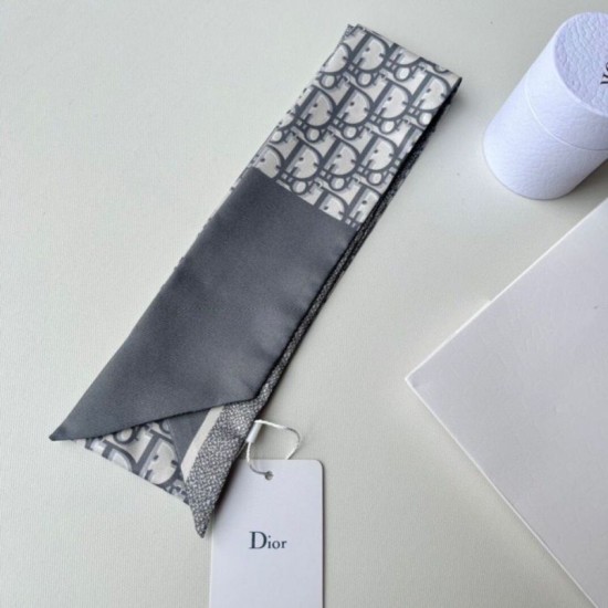 Migliore Repliche Dior Oblique Mitzah Sciarpa Twill di Seta Grigio Economiche Outlet Online