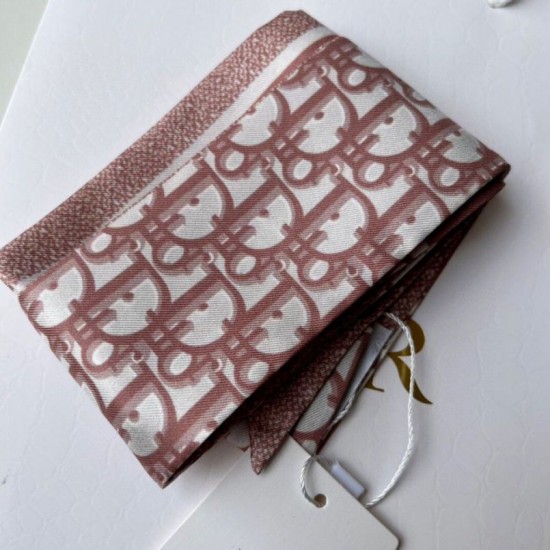 Perfette Qualità Repliche Dior Oblique Mitzah Sciarpa Twill di Seta Rosa Imitazione